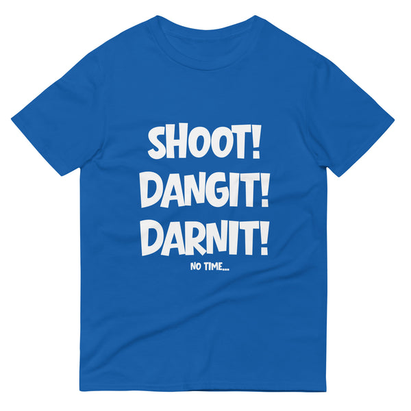 Storm Rider Shoot! Dangit! Darnit! Tee in Royal Blue, front view