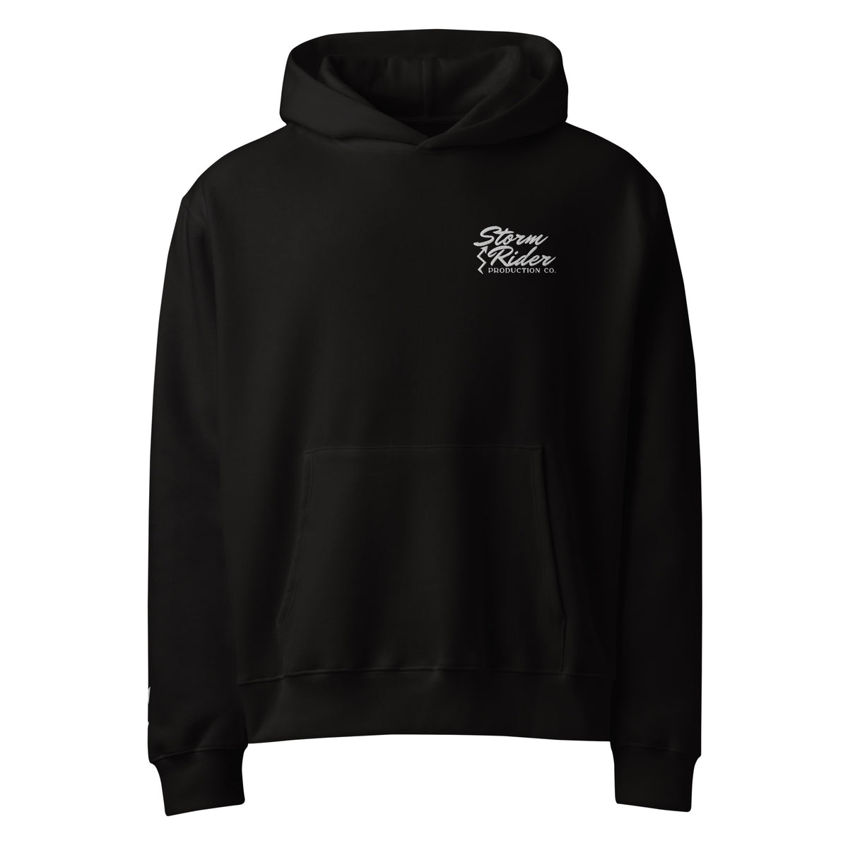 Storm Rider Heavyweight Hoodie in Black, front view